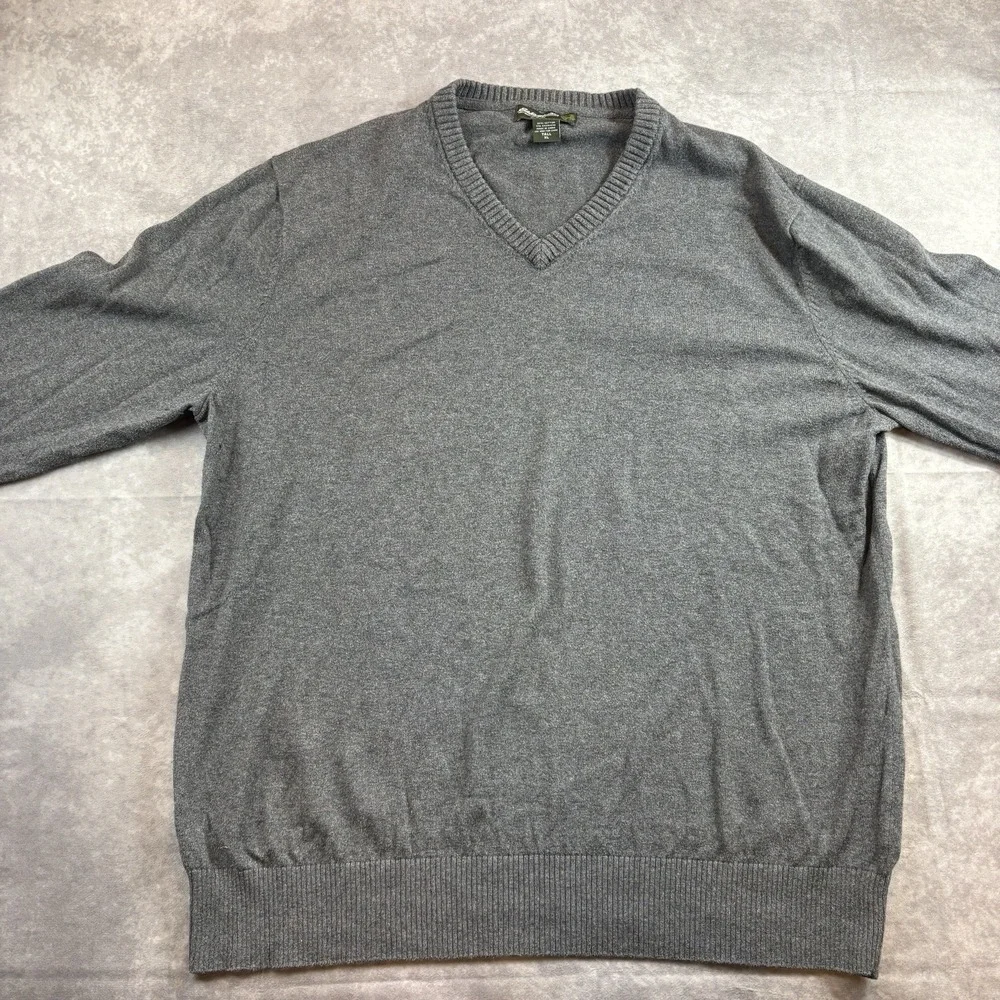 Eddie Bauer Sweater Mens XLT‎ Tall Grey Vintage Cashmere Blend Preppy Warm - Picture 2 of 6